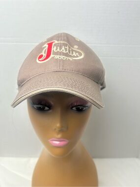 Justin Boots Brown Embroidered Adjustable Strap Back Hat